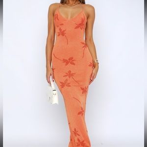 White Fox Orange Trust Issues Maxi Dress